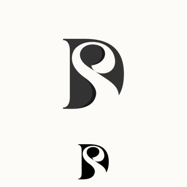 Düz tipografi ilk harf DS logosu gri renk. Vektör illüstrasyonu