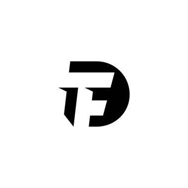 DTF Soyut ilk harfli alfabe logo tasarımı. Vektör illüstrasyonu