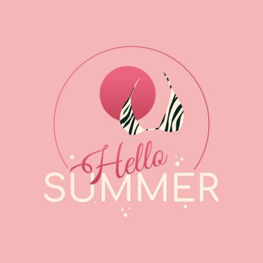 Merhaba, yazlık afiş. Sütyenli arka plan. Vektör çizimi