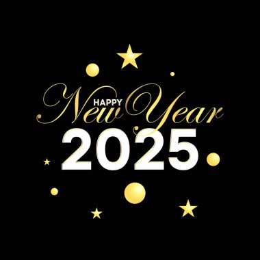 Mutlu yıllar 2025 lüks sayı ve harf elemanı tasarımı. Vektör illüstrasyonu