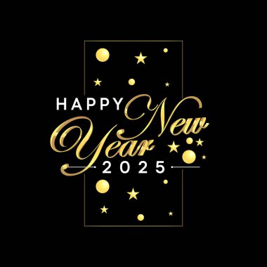 Mutlu yıllar 2025 lüks sayı ve harf elemanı tasarımı. Vektör illüstrasyonu