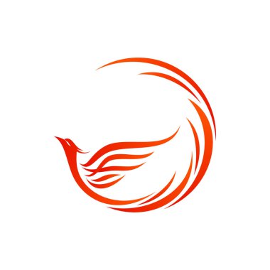 Mitolojik hayvan Phoenix ateş kuşu vektör logosu tasarımı. Vektör illüstrasyonu