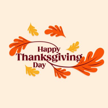 Typography mektubu Mutlu Şükran Günü şablonu. Vektör illüstrasyonu