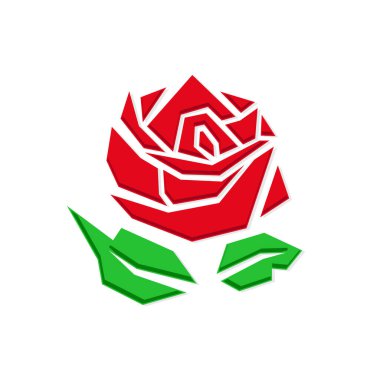 Geometrik Gül çiçek logosu tasarım şablonu. Vektör illüstrasyonu