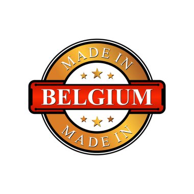 Beyaz arkaplanda izole edilmiş Belçika etiket simgesi. Vektör kalite amblem tasarımı ögesi. Vektör illüstrasyonu