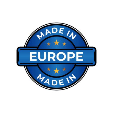 Beyaz arkaplanda izole edilmiş Avrupa etiket simgesi. Vektör kalite amblem tasarımı ögesi. Vektör illüstrasyonu