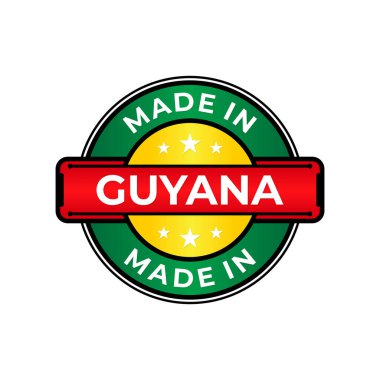 Beyaz arkaplanda izole edilmiş Guyana etiket simgesi. Vektör kalite amblem tasarımı ögesi. Vektör illüstrasyonu