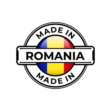 Romanya etiket simgesinde beyaz arka planda izole edilmiş. Vektör kalite amblem tasarımı ögesi. Vektör illüstrasyonu