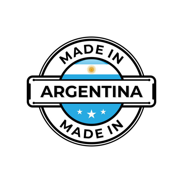 Made in Argentina label icon emblem isolated on white background. Vector quality logo emblem design element. Vector illustration