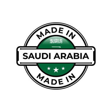 Beyaz arka planda izole edilmiş Suudi Arabistan etiket simgesi. Vektör kalite amblem tasarımı ögesi. Vektör illüstrasyonu