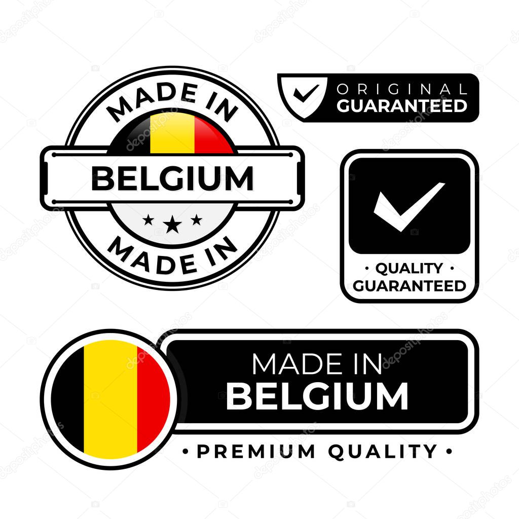 Badge bundle made in Belgium label icon emblem isolated on white background. Vector illustration