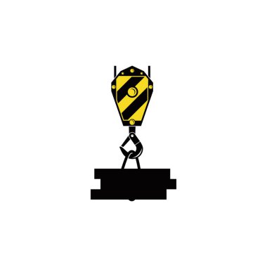 İnşaat binası Crane Hook logo tasarım şablonu. Vektör illüstrasyonu