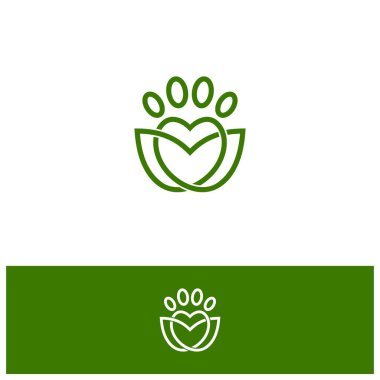 Ana hatlarıyla Paws modern logo dizaynına bayılıyor. vektör illüstrasyonu