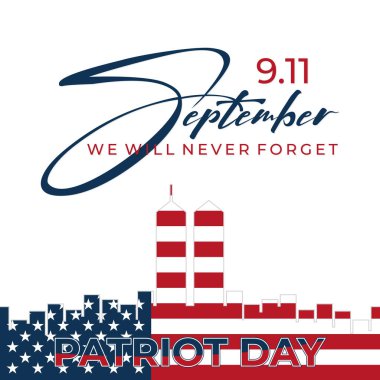 Soyut siluet çizgisi olan Vatanseverlik Günü geçmişi Amrica bayrağını izole etti. Vektör illüstrasyonu