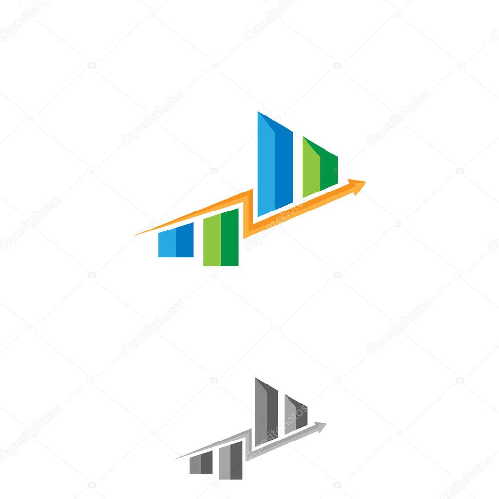 Modern growth investment graph logo design template. Vector illustration