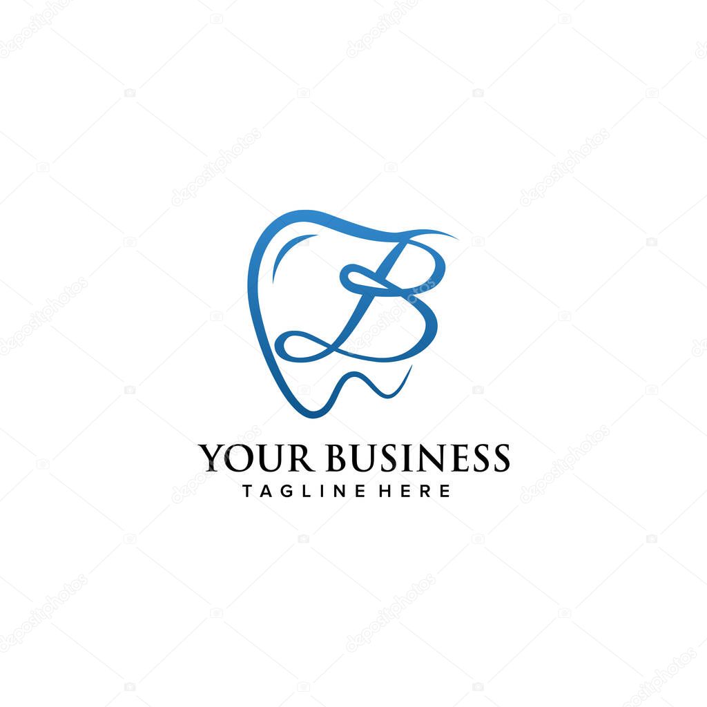 Dental clinic initial letter B logo design continuousline luxury style. Vector illustration
