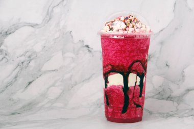 Photo of freshly made Scramble or flavored ice shavings.