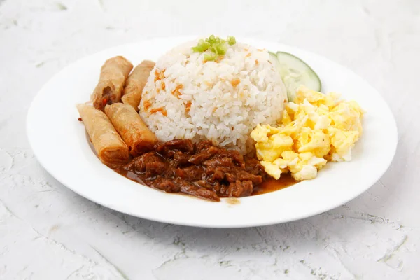 Foto Makanan Filipina Yang Baru Dimasak Disebut Nasi Budbod Dengan — Stok Foto