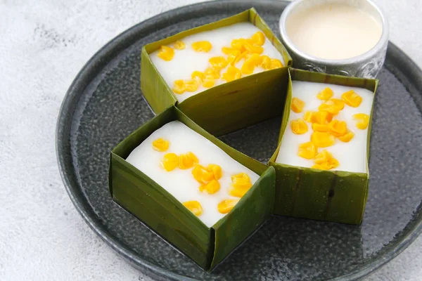 Photo Dessert Thaïlandais Fraîchement Préparé Appelé Tapioca Pudding Maïs — Photo