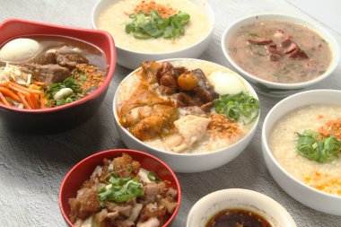 Photo of freshly cooked assorted Filipino food.