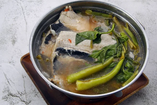Photo Freshly Cooked Filipino Food Called Sinigang Bangus Milkfish Vegetables Stock Image