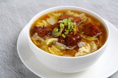 Photo of freshly cooked beef noodle soup. clipart