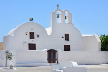 Mavi Kubbe Kilisesi Santorini, Yunanistan.