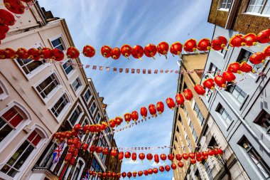 Çin Mahallesi, Londra 'da kırmızı Çin fenerleri.
