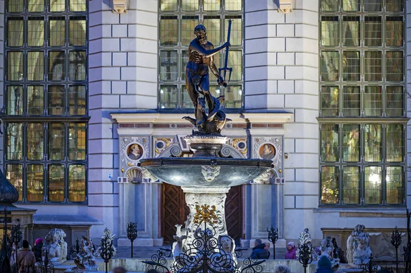 Neptunbrunnen Danzig Polen — Stockfoto