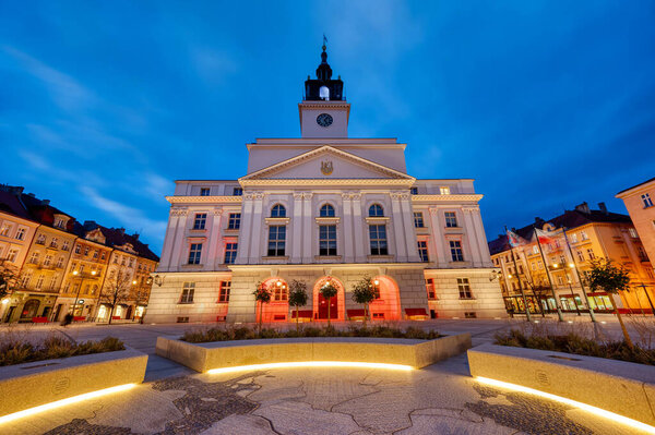 Town hall on the market square in Kalisz, Poland