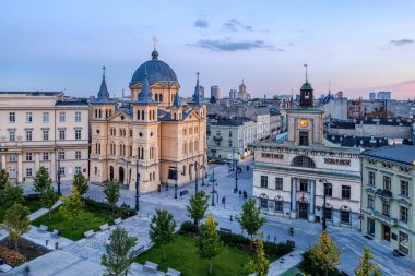 Özgürlük Meydanı 'nın D-view şehri. Lodz, Polonya.