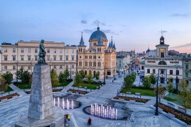 Özgürlük Meydanı 'nın D-view şehri. Lodz, Polonya.