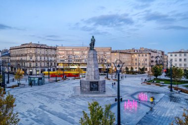 Özgürlük Meydanı 'nın D-view şehri. Lodz, Polonya.