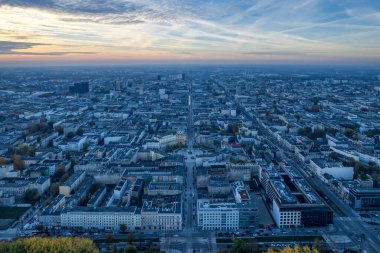 Lodz şehri, Özgürlük Meydanı manzarası. Lodz, Polonya.