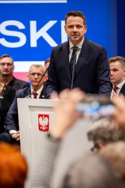 Varşova Belediye Başkanı Rafal Trzaskowski. Başkanlık için aday. Pabianice, 20 Aralık 2024, Polonya