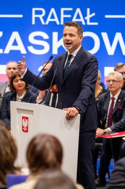 Varşova Belediye Başkanı Rafal Trzaskowski. Başkanlık için aday. Pabianice, 20 Aralık 2024, Polonya