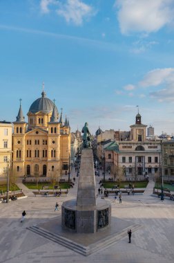 Lodz şehri, Özgürlük Meydanı manzarası. Lodz, Polonya.