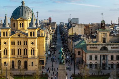 Lodz şehri, Özgürlük Meydanı manzarası. Lodz, Polonya.