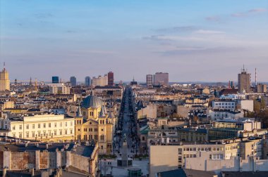 Lodz şehri, Özgürlük Meydanı manzarası. Lodz, Polonya.