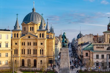 Lodz şehri, Özgürlük Meydanı manzarası. Lodz, Polonya.