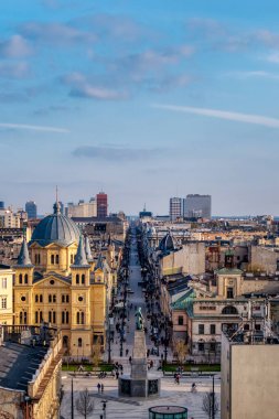 Lodz şehri, Özgürlük Meydanı manzarası. Lodz, Polonya.