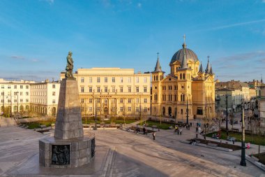 Lodz şehri, Özgürlük Meydanı manzarası. Lodz, Polonya.