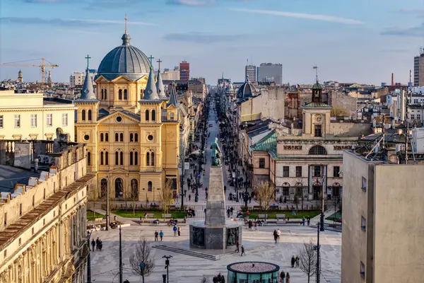 Lodz şehri, Özgürlük Meydanı manzarası. Lodz, Polonya.
