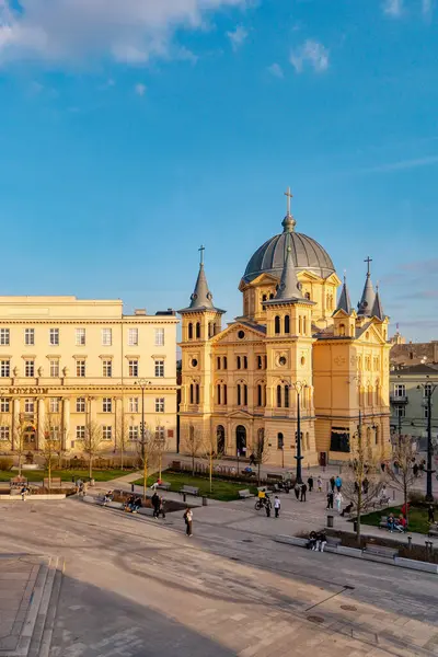 Lodz şehri, Özgürlük Meydanı manzarası. Lodz, Polonya.
