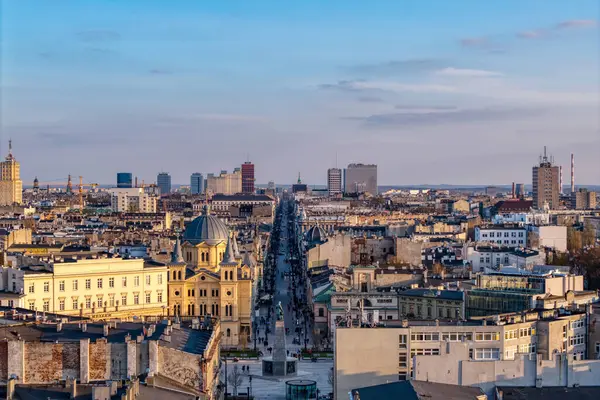 Lodz şehri, Özgürlük Meydanı manzarası. Lodz, Polonya.