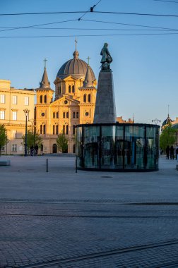 Özgürlük Meydanı 'nın D-view şehri. Lodz, Polonya.