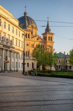 Özgürlük Meydanı 'nın D-view şehri. Lodz, Polonya.