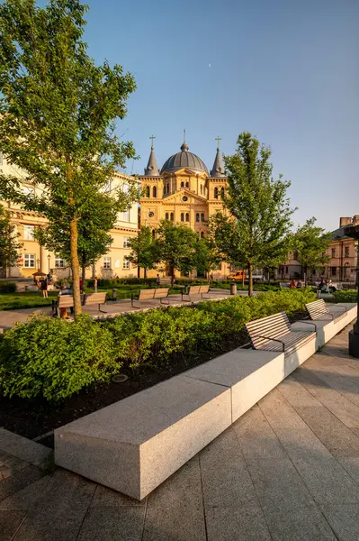Lodz şehri, Özgürlük Meydanı manzarası. Lodz, Polonya.