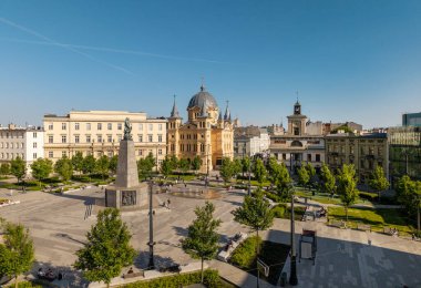 Lodz şehri, Özgürlük Meydanı manzarası. Lodz, Polonya.