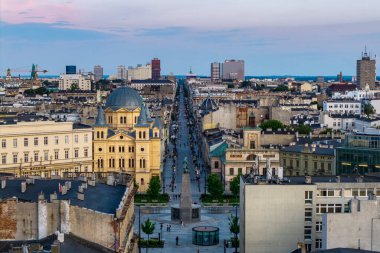 Lodz şehri, Özgürlük Meydanı manzarası. Lodz, Polonya.